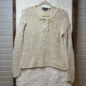 Vince Hand Knit Loose Weave Cream Sweater